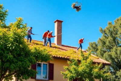 limpieza de tejados en casas con arboles hojas resinas y atascos tejados en españa cubiertas rehabilitación